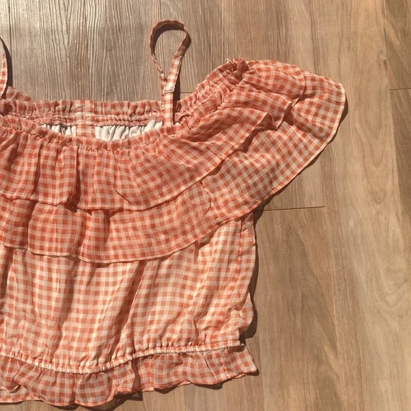 LC Lauren Conrad check print ruffle detail boho top XXL - Picture 10 of 17